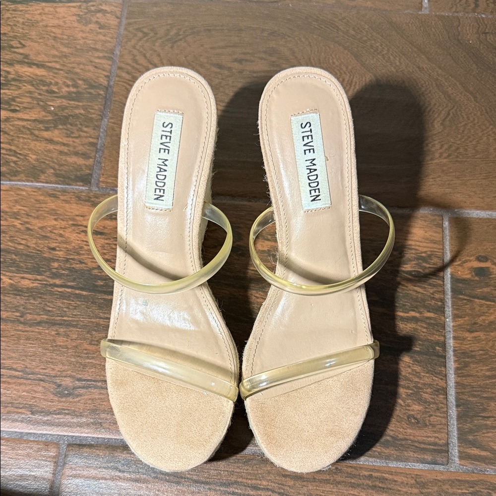 Steve Madden Beige and Clear Heels